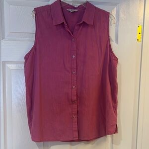 Croft & Barrow Sleeveless Button-Down Shirt - Deep Pink